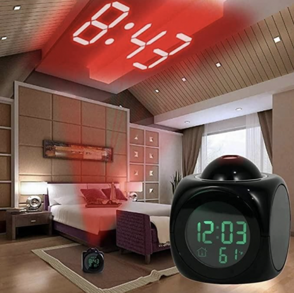 Digital LCD Projector Alarm Clock with Talking Feature(black)